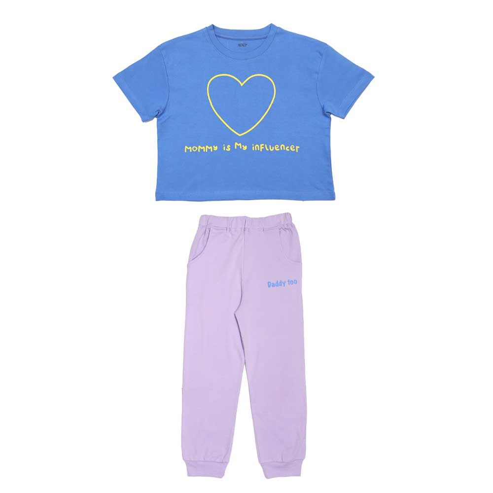 Aiko - 2pc-Set - Kids Short Sleeve T-Shirt W/Pants - Blue