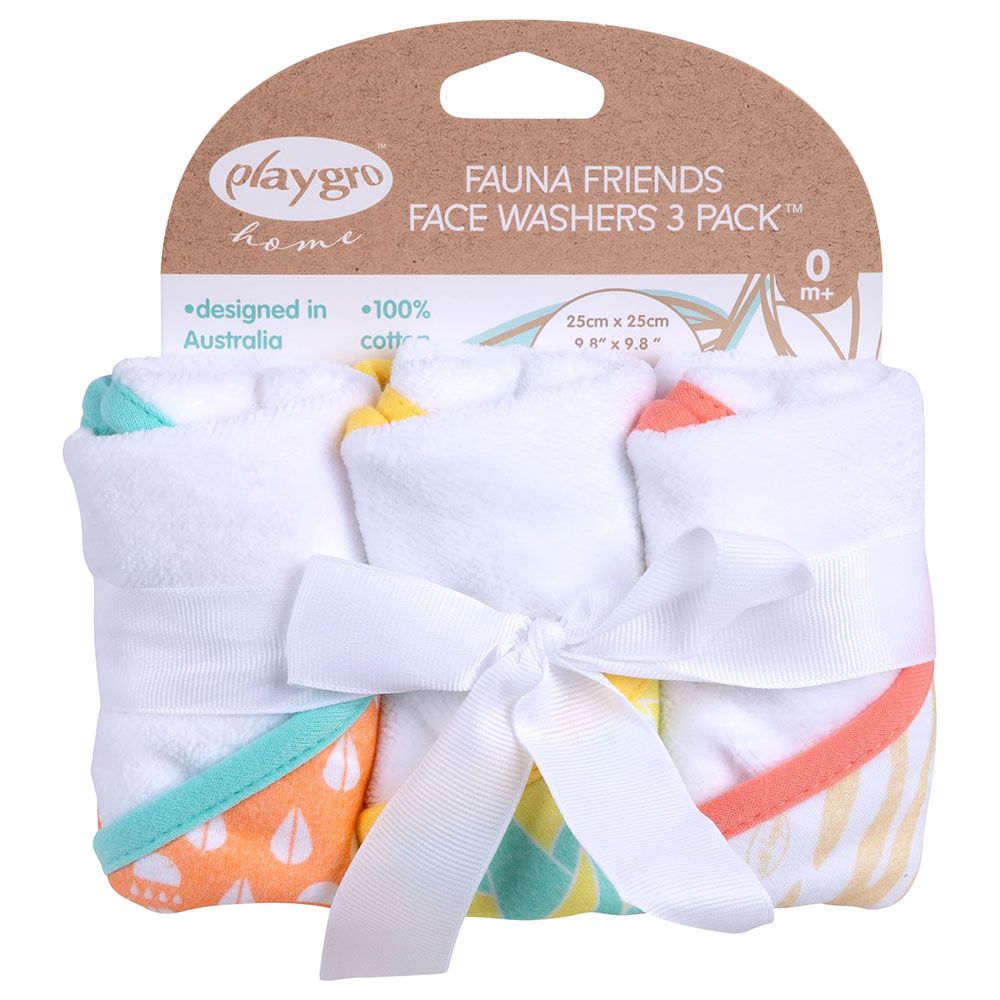 Playgro Home - Fauna Friends Face Washers - 3pcs