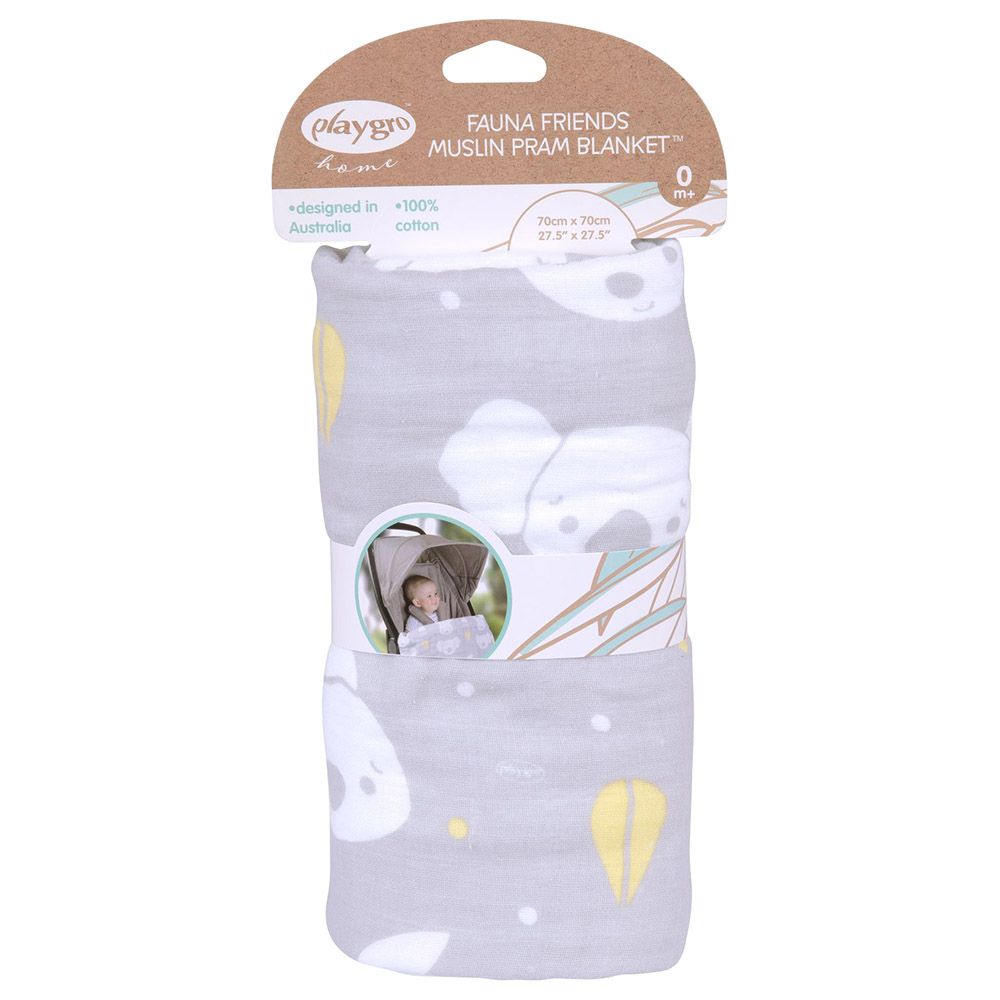 Playgro Home - Fauna Friends Muslin Pram Blanket - 70x70cm