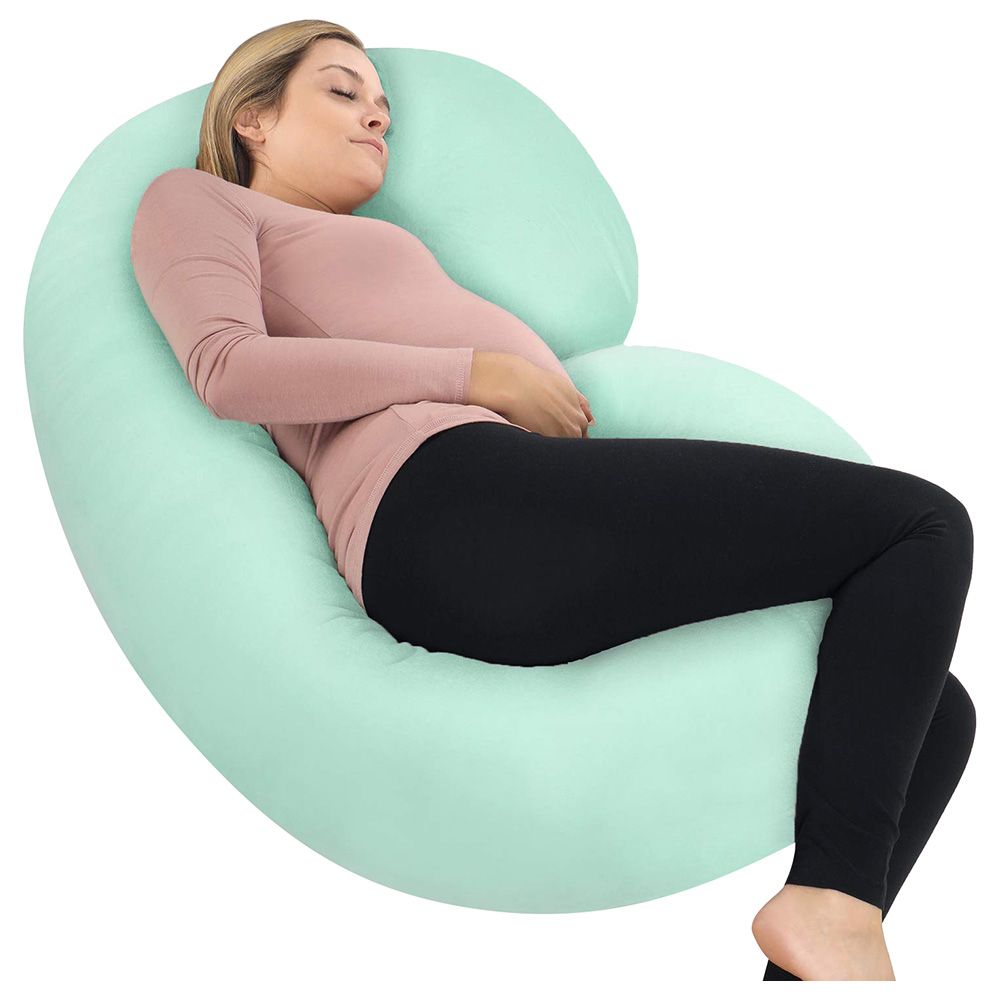 PharMeDoc - The CeeCee C-Shape Pregnancy Pillows, Full Body Maternity Support, Jersey - Mint