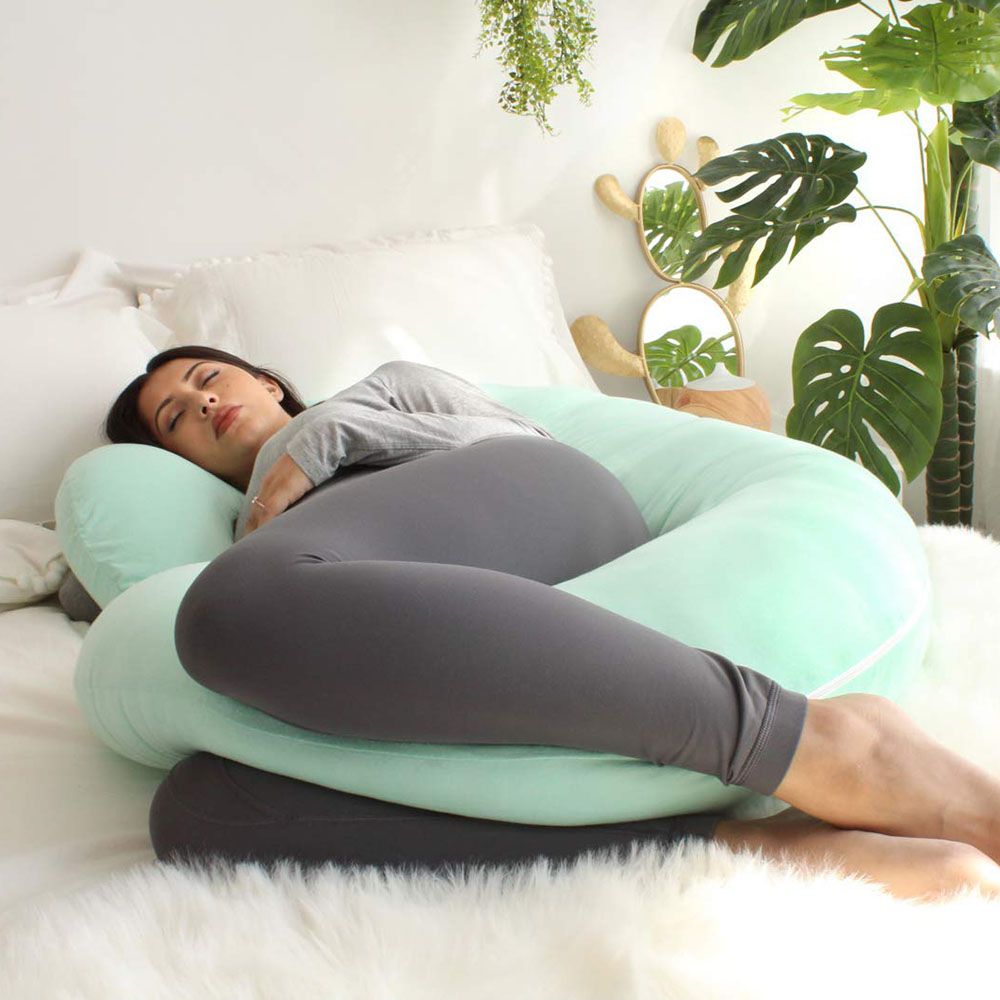 PharMeDoc - The CeeCee C-Shape Pregnancy Pillows, Full Body Maternity Support, Jersey - Mint