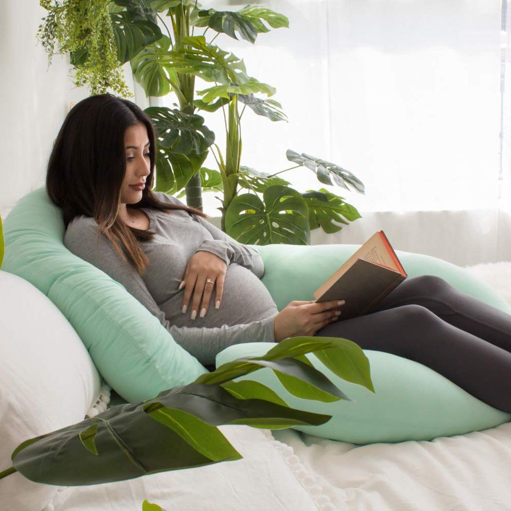 PharMeDoc - The CeeCee C-Shape Pregnancy Pillows, Full Body Maternity Support, Jersey - Mint