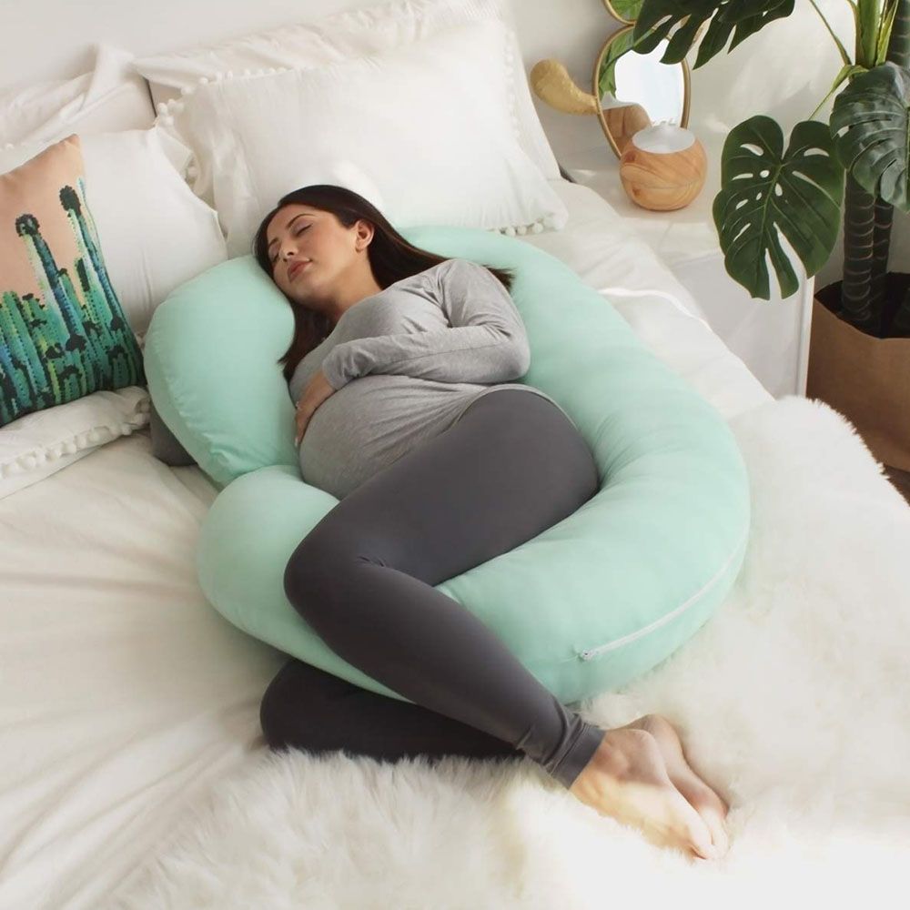 PharMeDoc - The CeeCee C-Shape Pregnancy Pillows, Full Body Maternity Support, Jersey - Mint