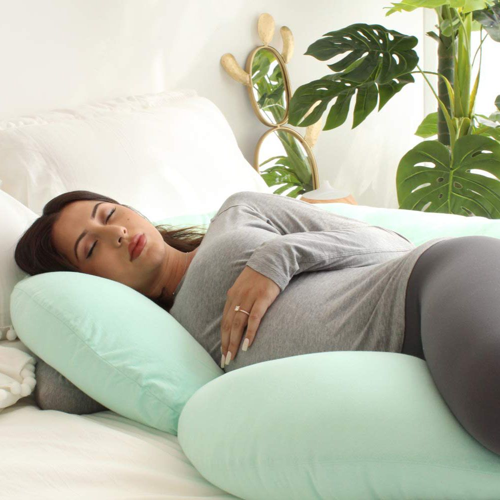 PharMeDoc - The CeeCee C-Shape Pregnancy Pillows, Full Body Maternity Support, Jersey - Mint