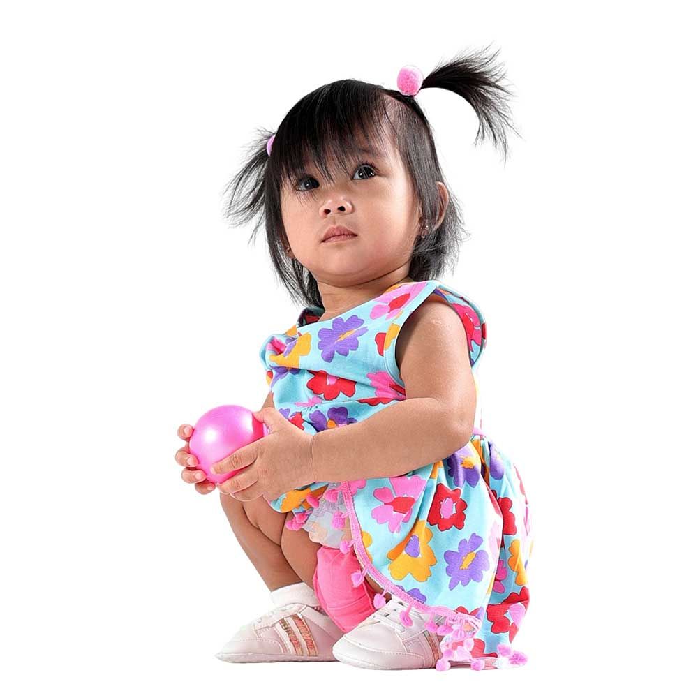 Aiko - Infants Floral Print Dress W/Bloomer - Blue