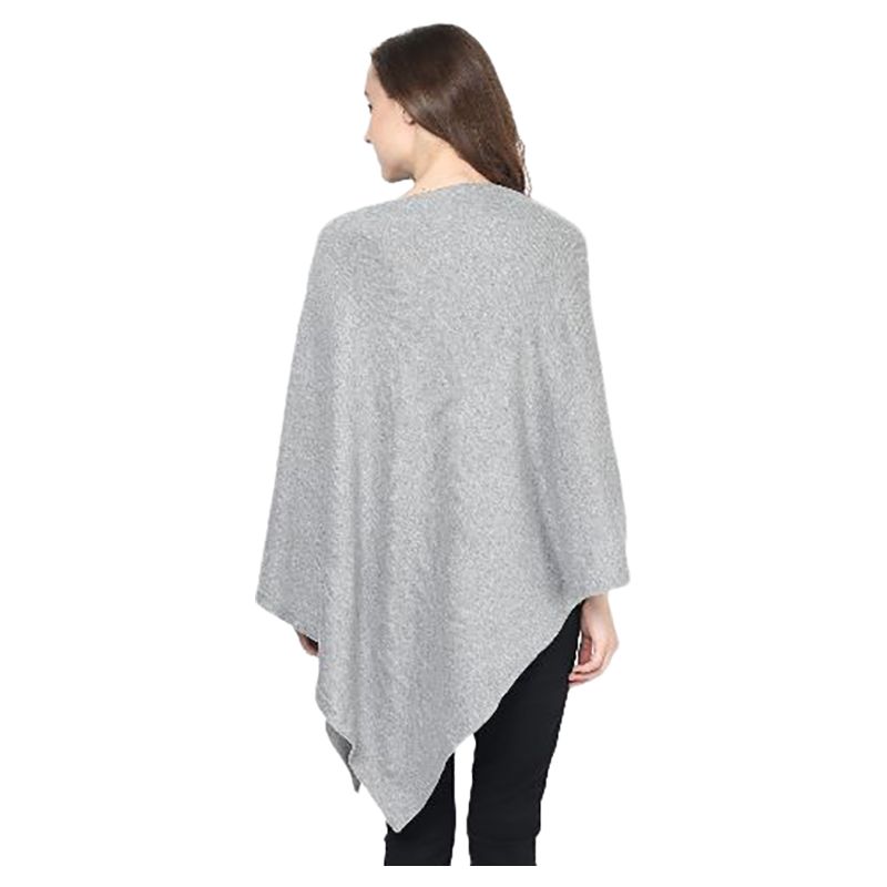 Pluchi - Knitted Nursing Poncho Rosette - Light Grey Melange