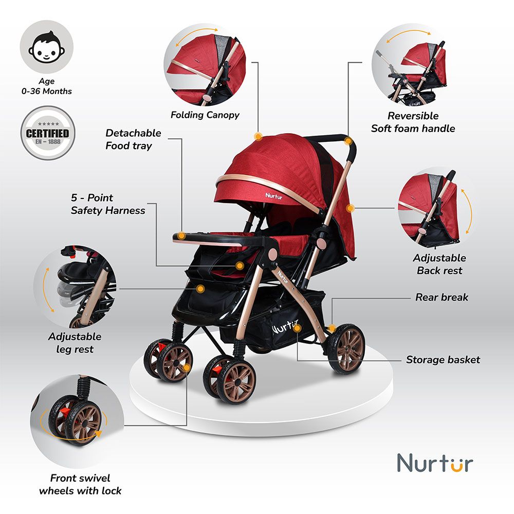 Nurtur - Wilder Travel Stroller - Red