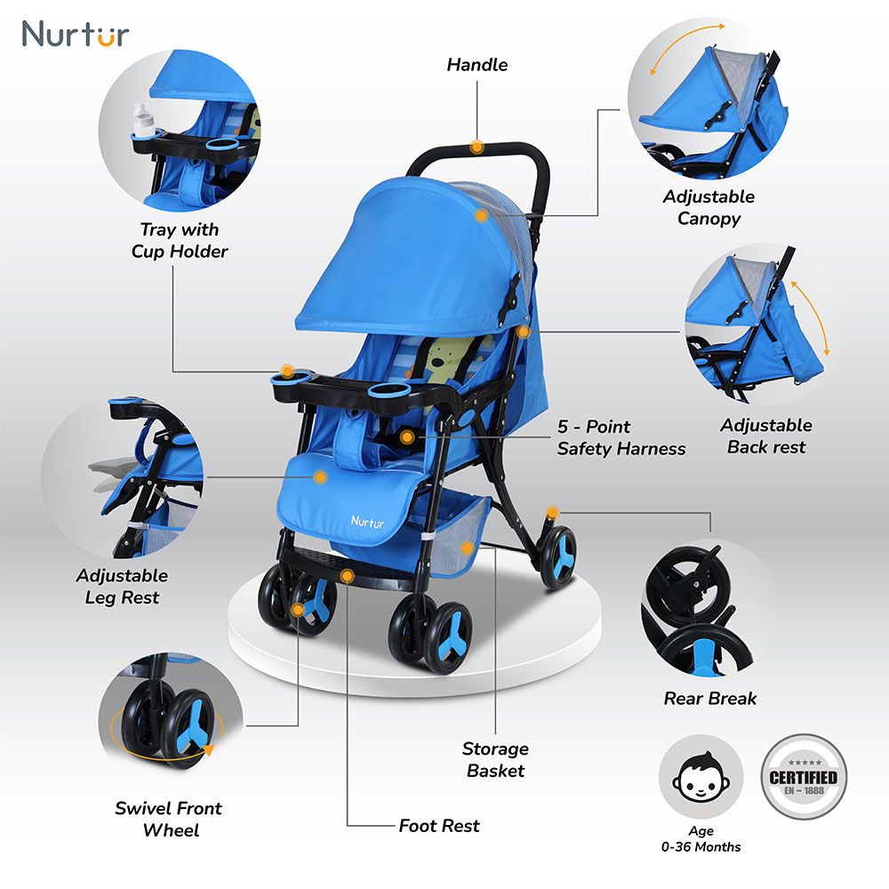 Nurtur - Ryder Lightweight Stroller - Blue