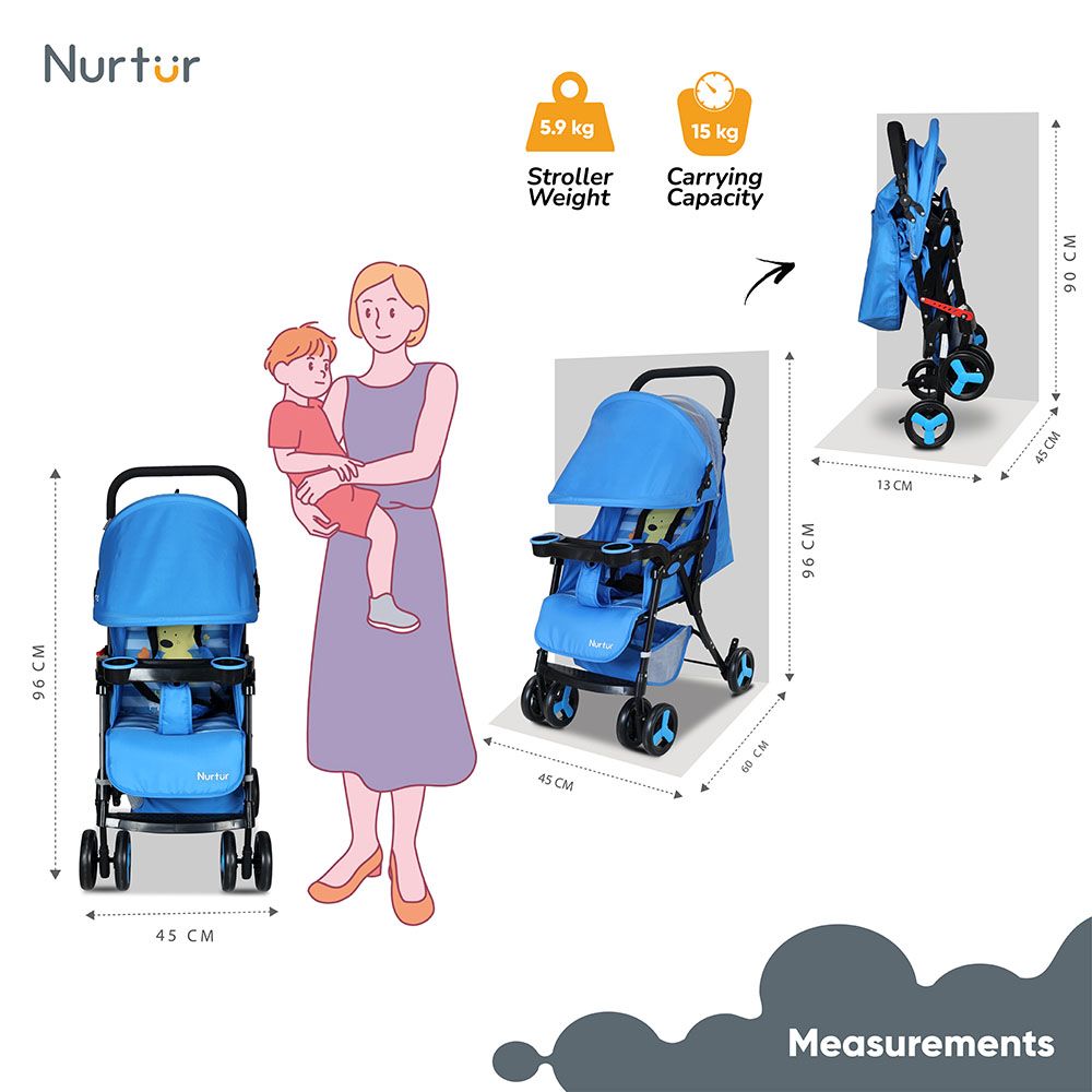 Nurtur - Ryder Lightweight Stroller - Blue