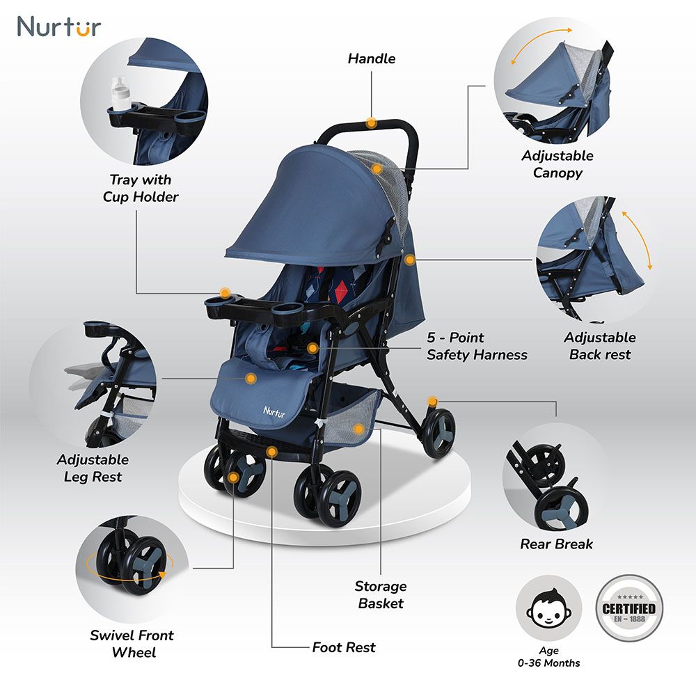 Nurtur - Ryder Lightweight Stroller - Light Blue