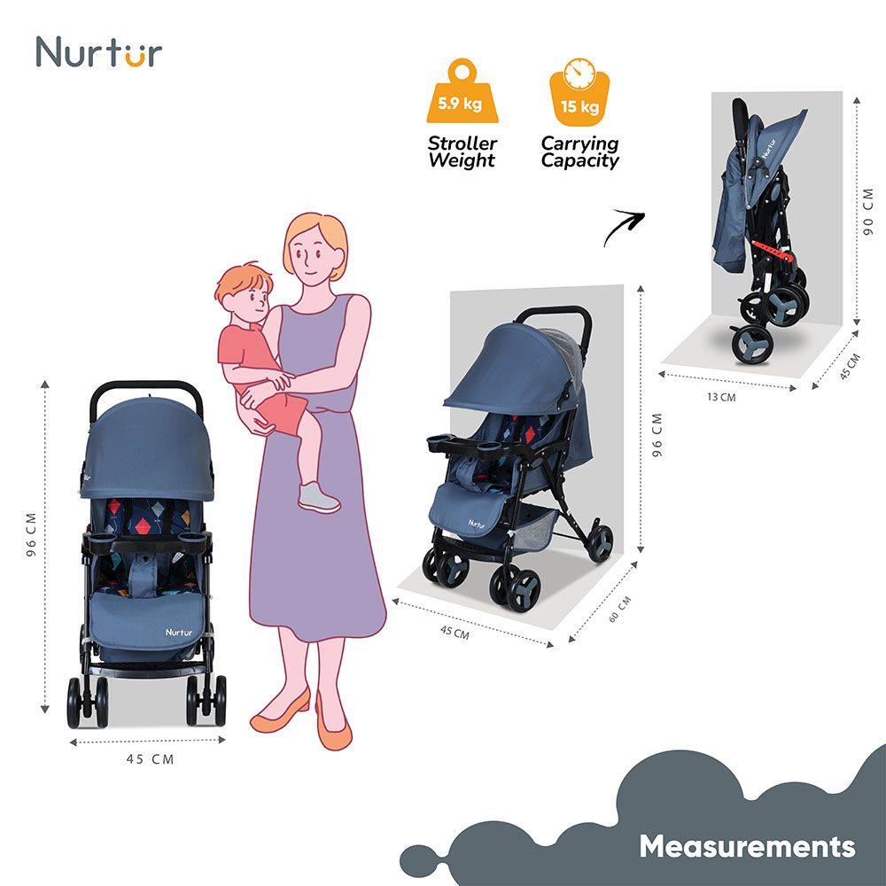 Nurtur - Ryder Lightweight Stroller - Light Blue