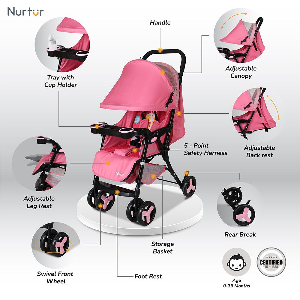 Nurtur - Ryder Lightweight Stroller - Pink