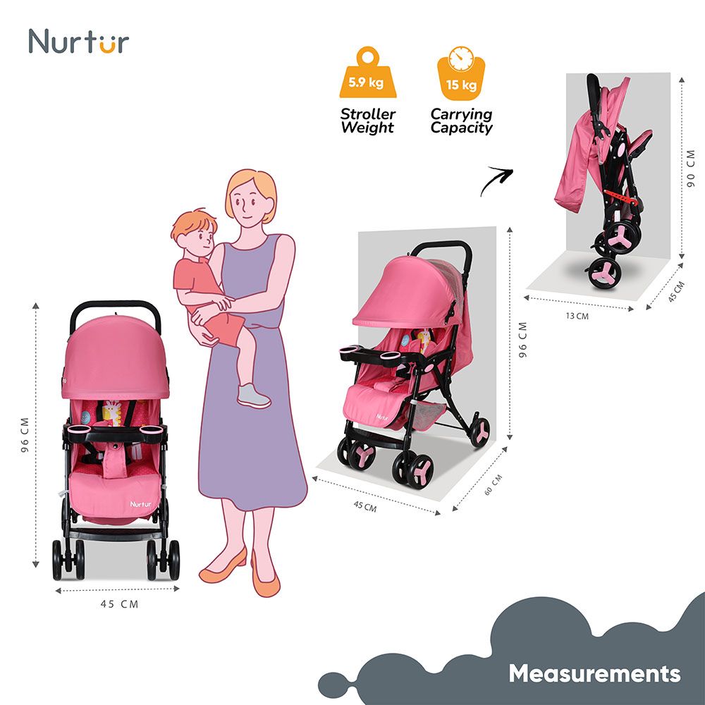 Nurtur - Ryder Lightweight Stroller - Pink