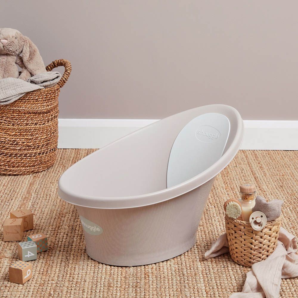 Shnuggle - Baby Bath Tub - Taupe with White