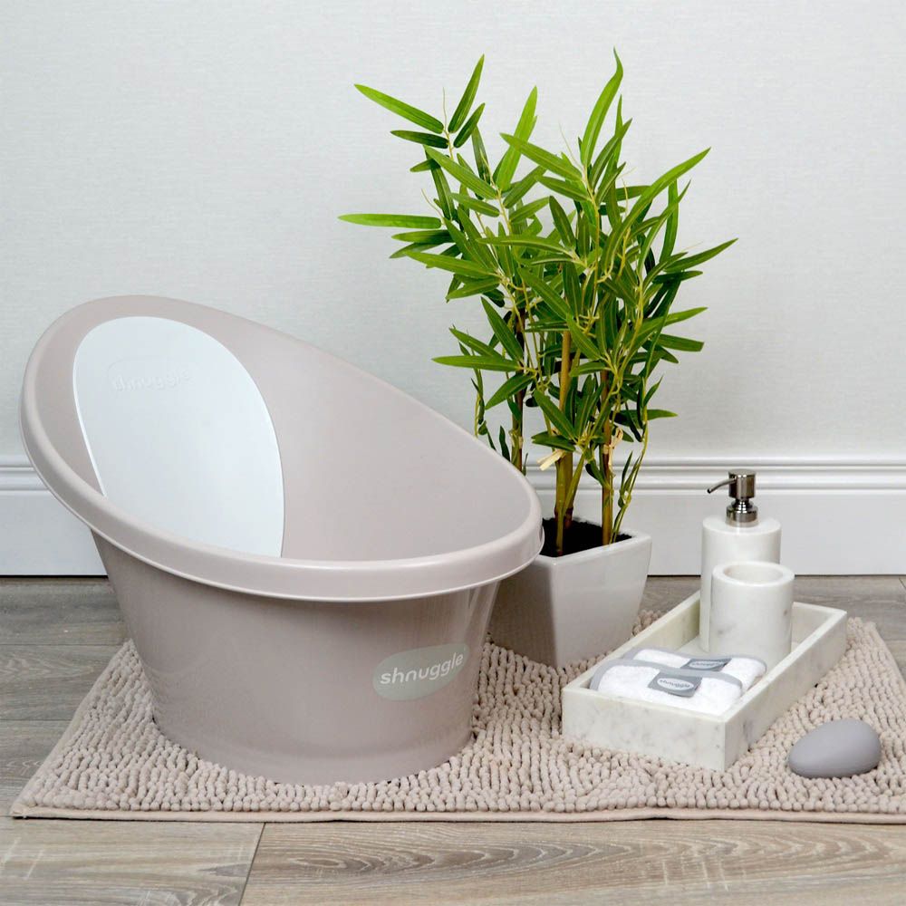 Shnuggle - Baby Bath Tub - Taupe with White