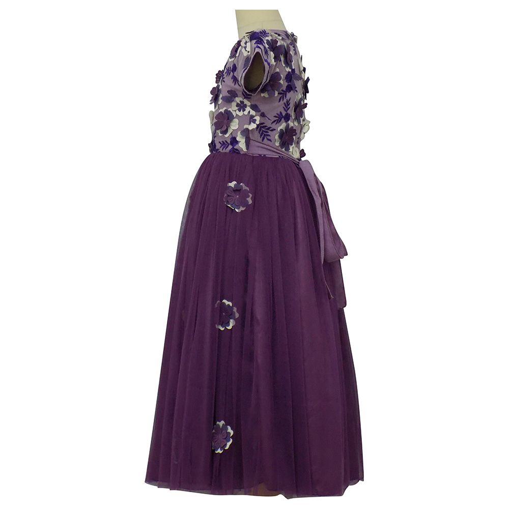 Lamora - Tulle Applic Dress - Purple