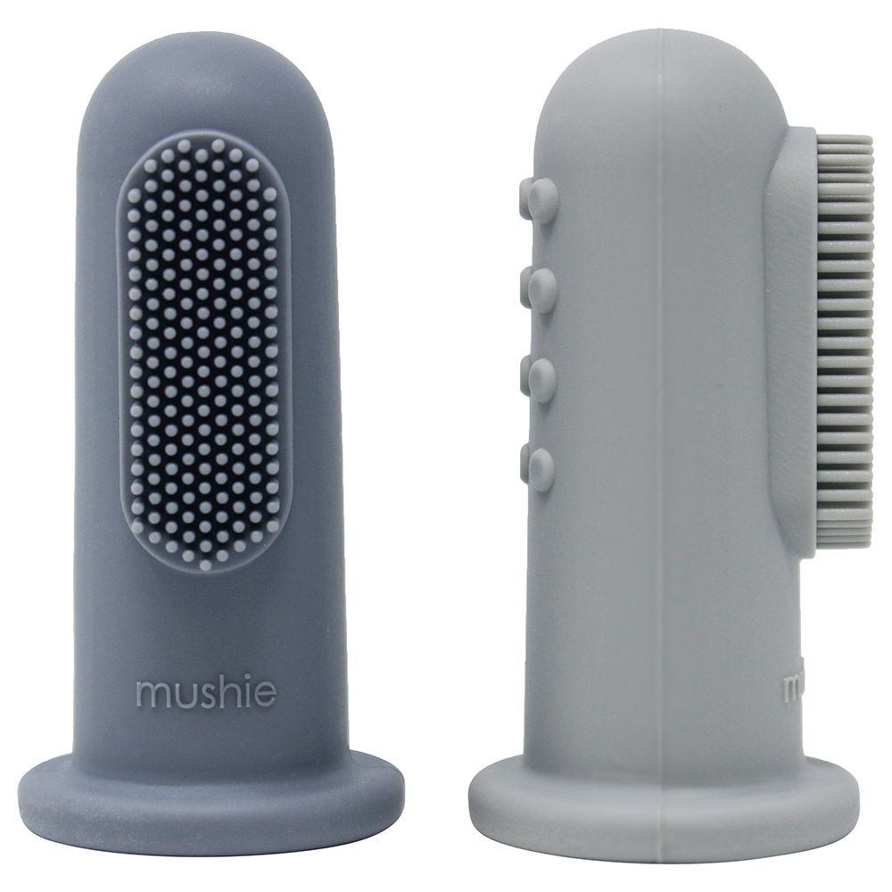 Mushie - Finger Toothbrush - Stone,Tradewinds