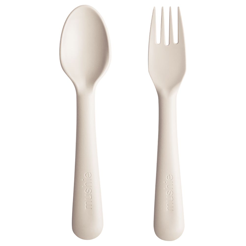 Mushie - Fork & Spoon - Ivory