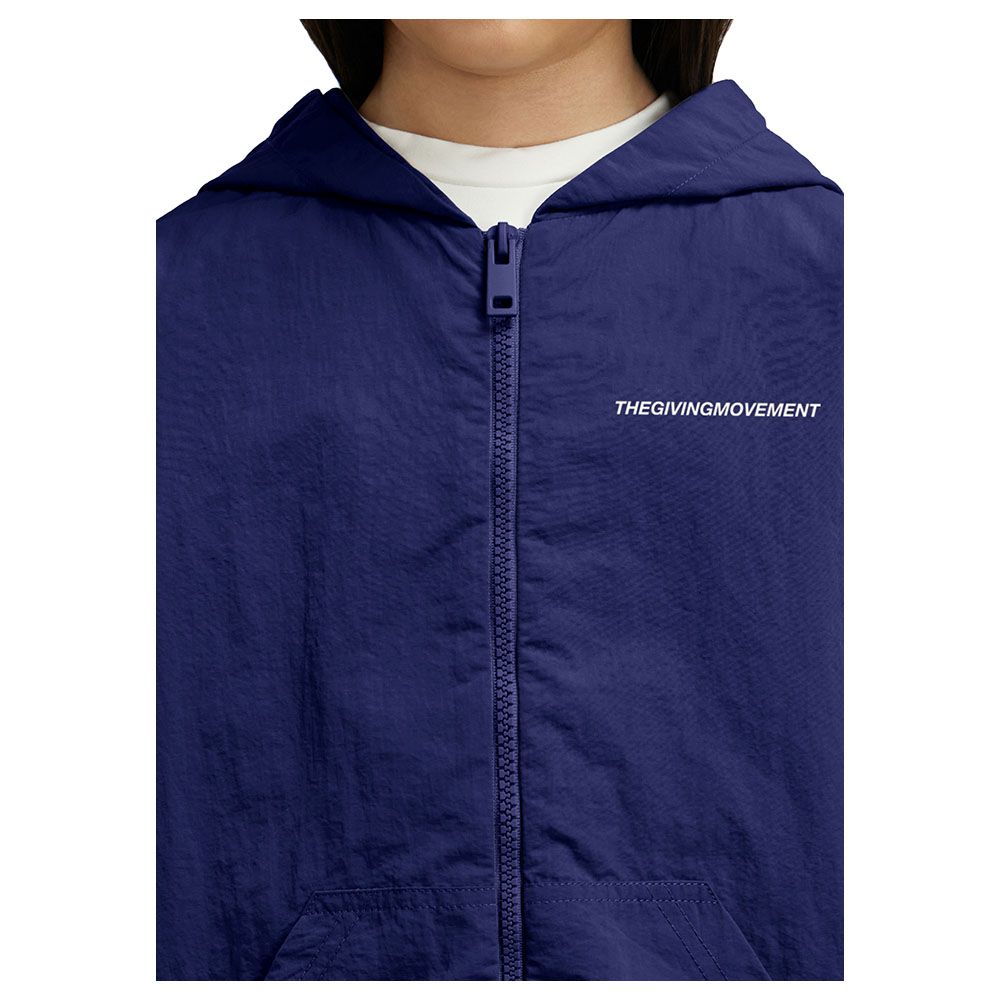 The Giving Movement - Kids Recycled Nylon Hooded Jacket - Navy