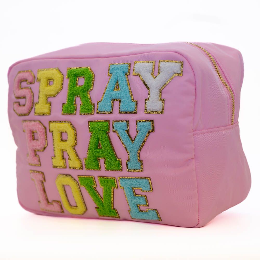 The Happy Tribe - Large Spray Pray Love Pouch - Baby Pink