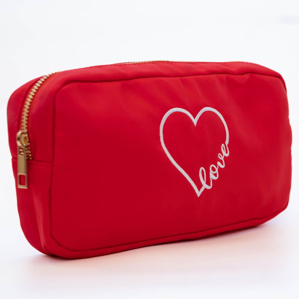 The Happy Tribe - Medium Pouch W/White Heart - Red Love