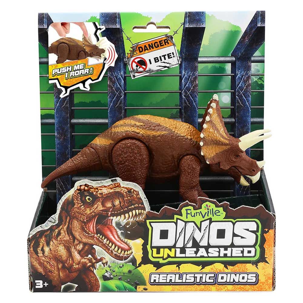 Funville - Realistic Dinos w/ Sounds - Triceratops - Brown