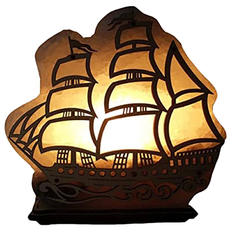 Himalayan Salt - Sindabad Boat Style Lamp Wooden Design