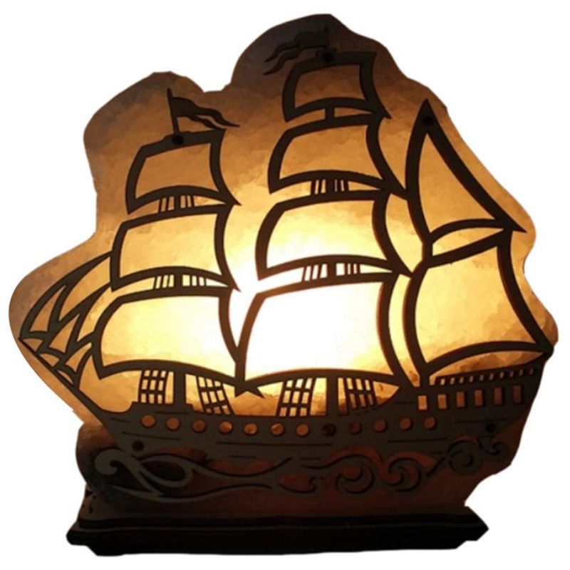 Himalayan Salt - Sindabad Boat Style Lamp Wooden Design