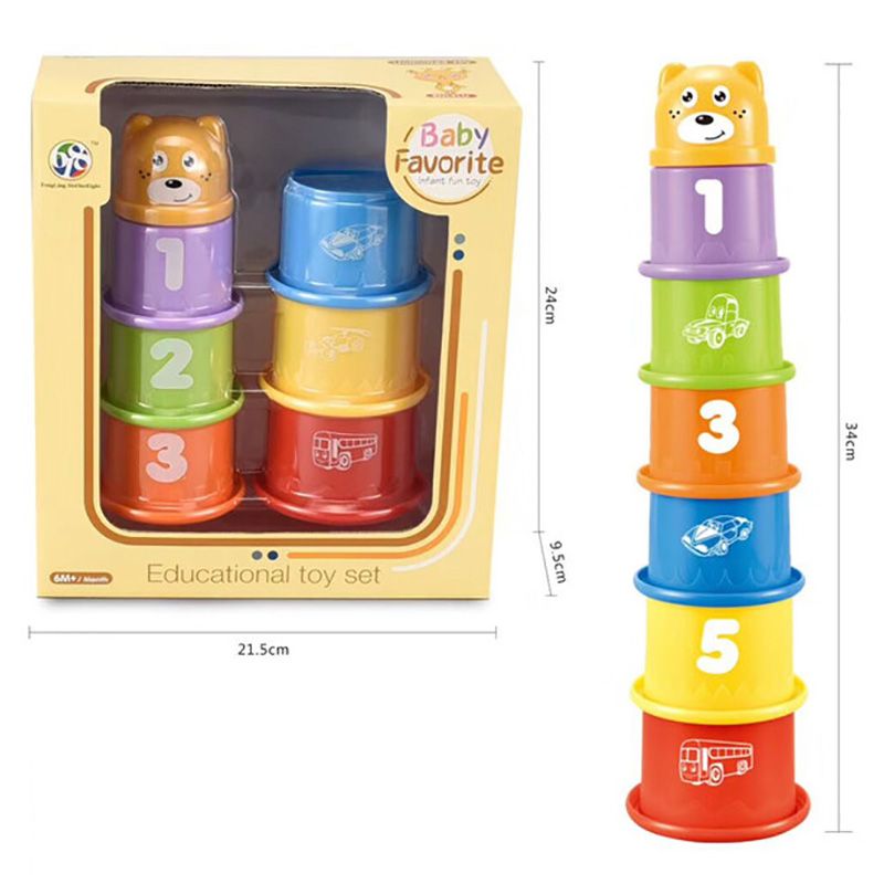 Feng Ling SixOneEight - Baby Bath Funny Stacking Cups - 7pc