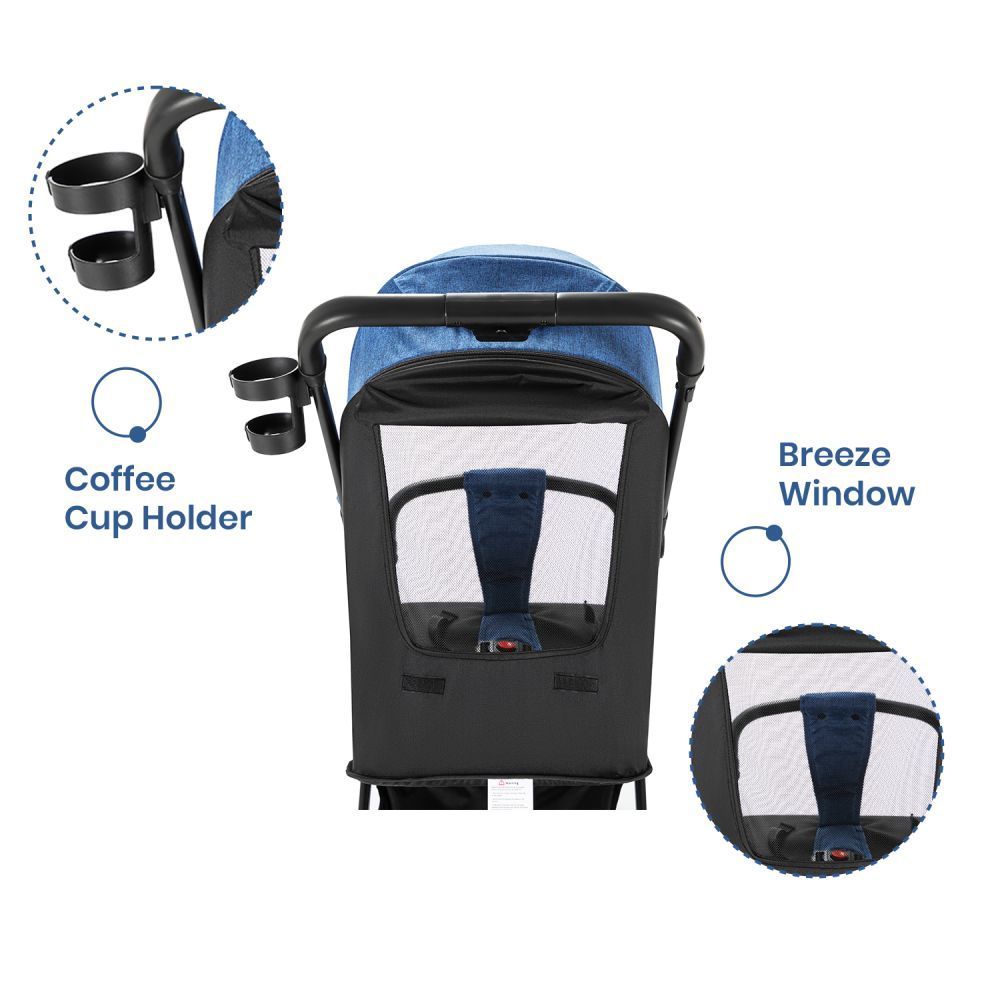 Teknum Travel Cabin Stroller with Coffee Cup Holder - Blue