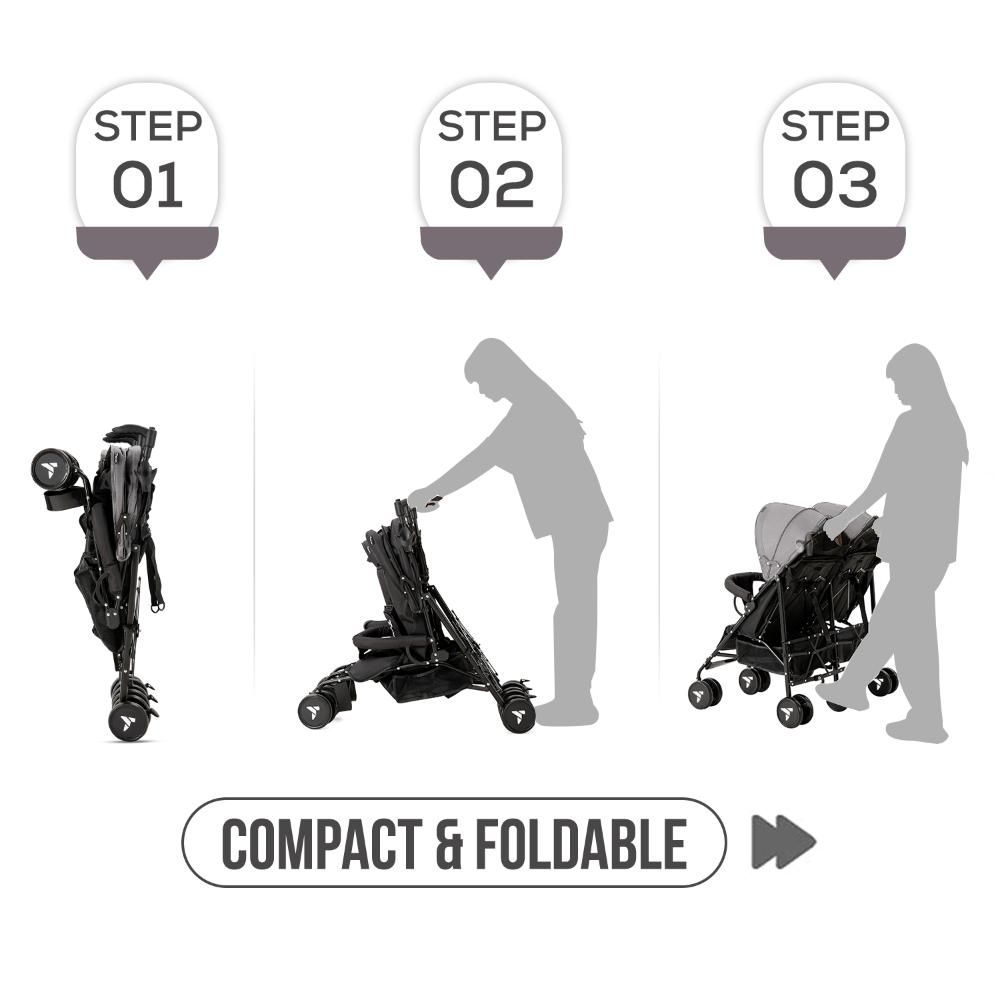 Teknum - Fellow Twin Stroller - Grey