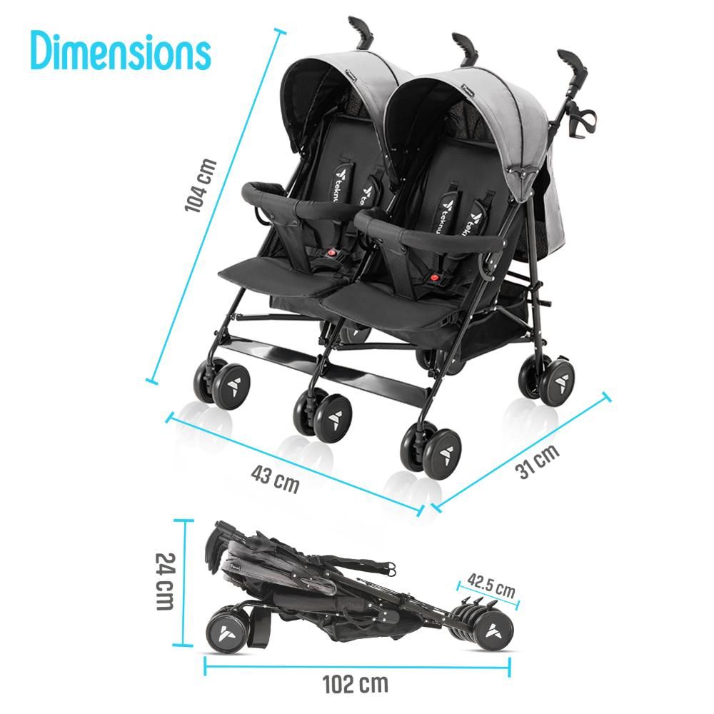 Teknum - Fellow Twin Stroller - Grey