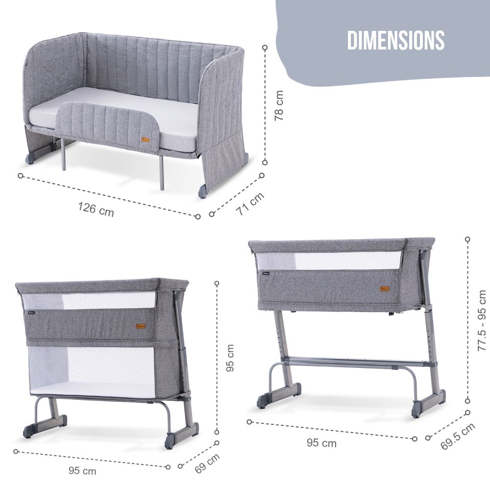 Teknum - All-in-1 Bedside Crib Cot And Sofa Expansion Pack - Grey