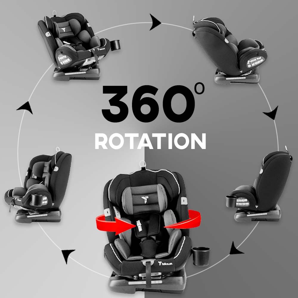 تيكنوم- كرسي السيارة للأطفال إيفولف 360 المجموعة 0+-1-2-3- رمادي