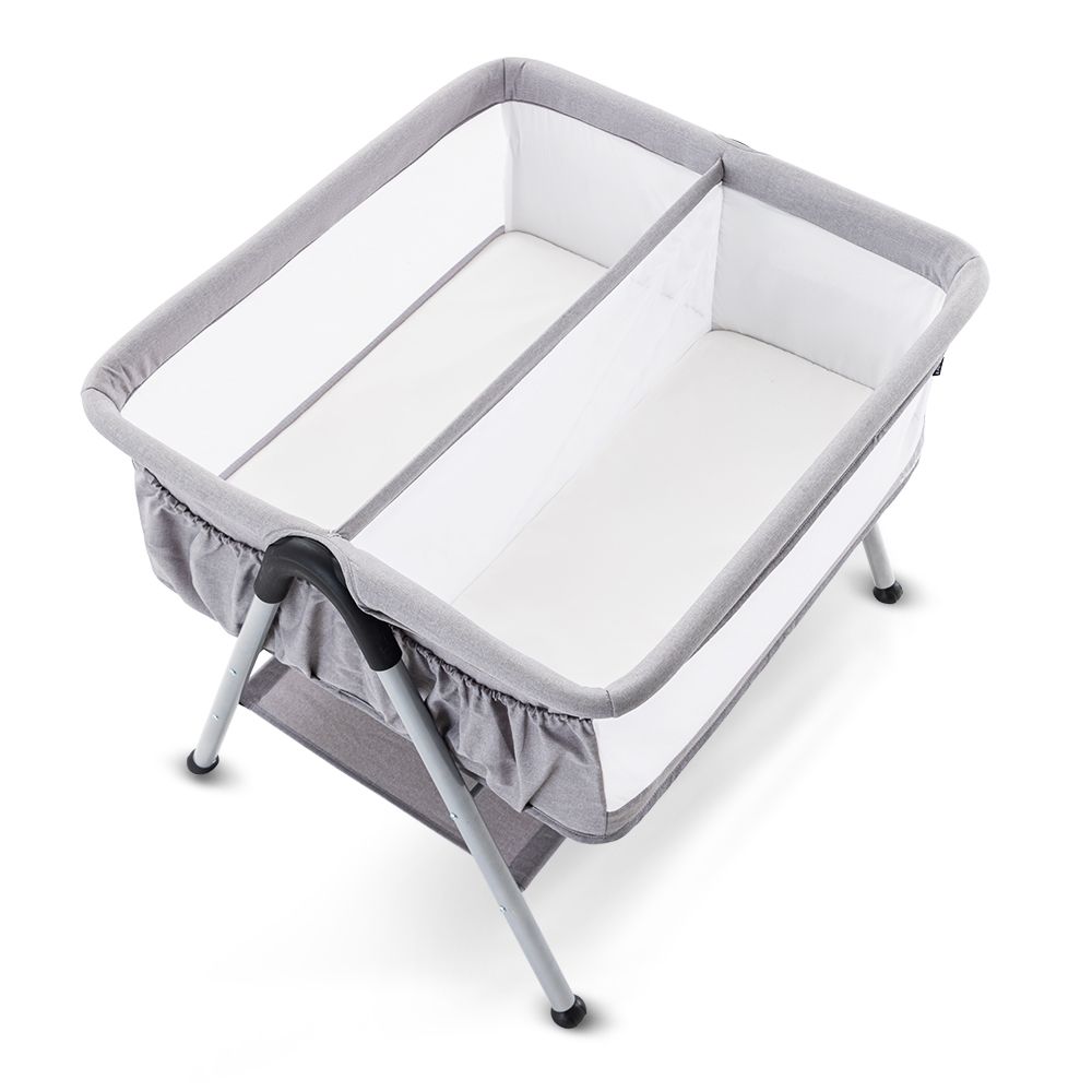 Teknum - Fellow 2 Twin Bedside Crib Bassinet - Grey