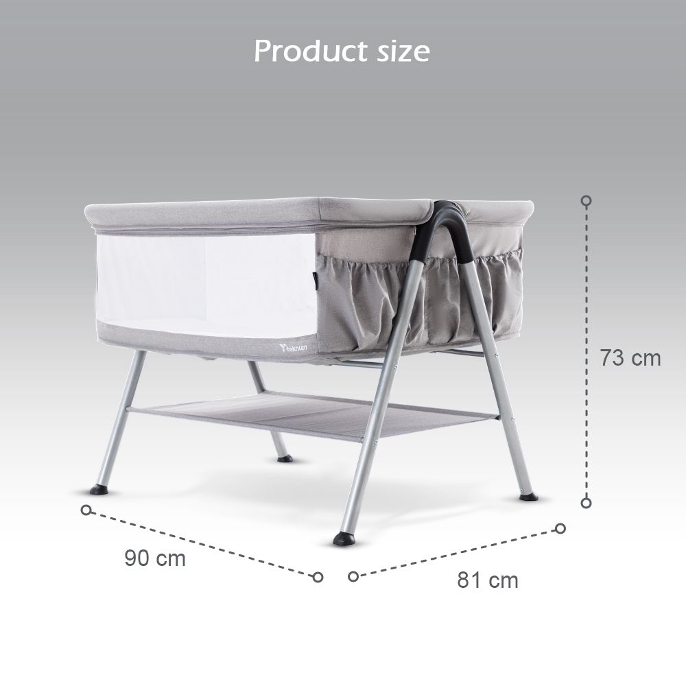 Teknum - Fellow 2 Twin Bedside Crib Bassinet - Grey