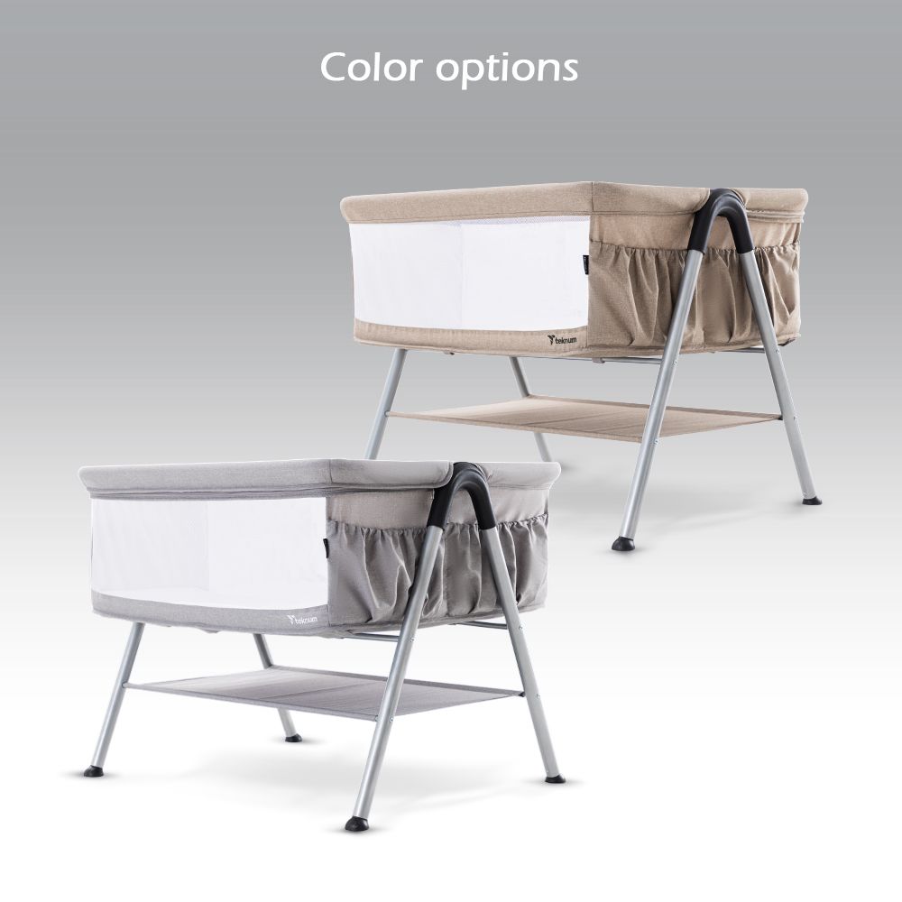 Teknum - Fellow 2 Twin Bedside Crib Bassinet - Grey