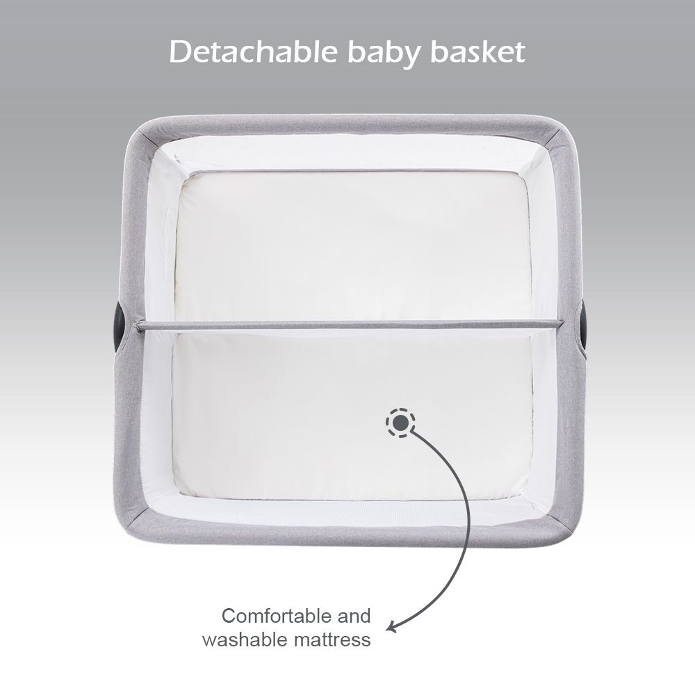 Teknum - Fellow 2 Twin Bedside Crib Bassinet - Grey