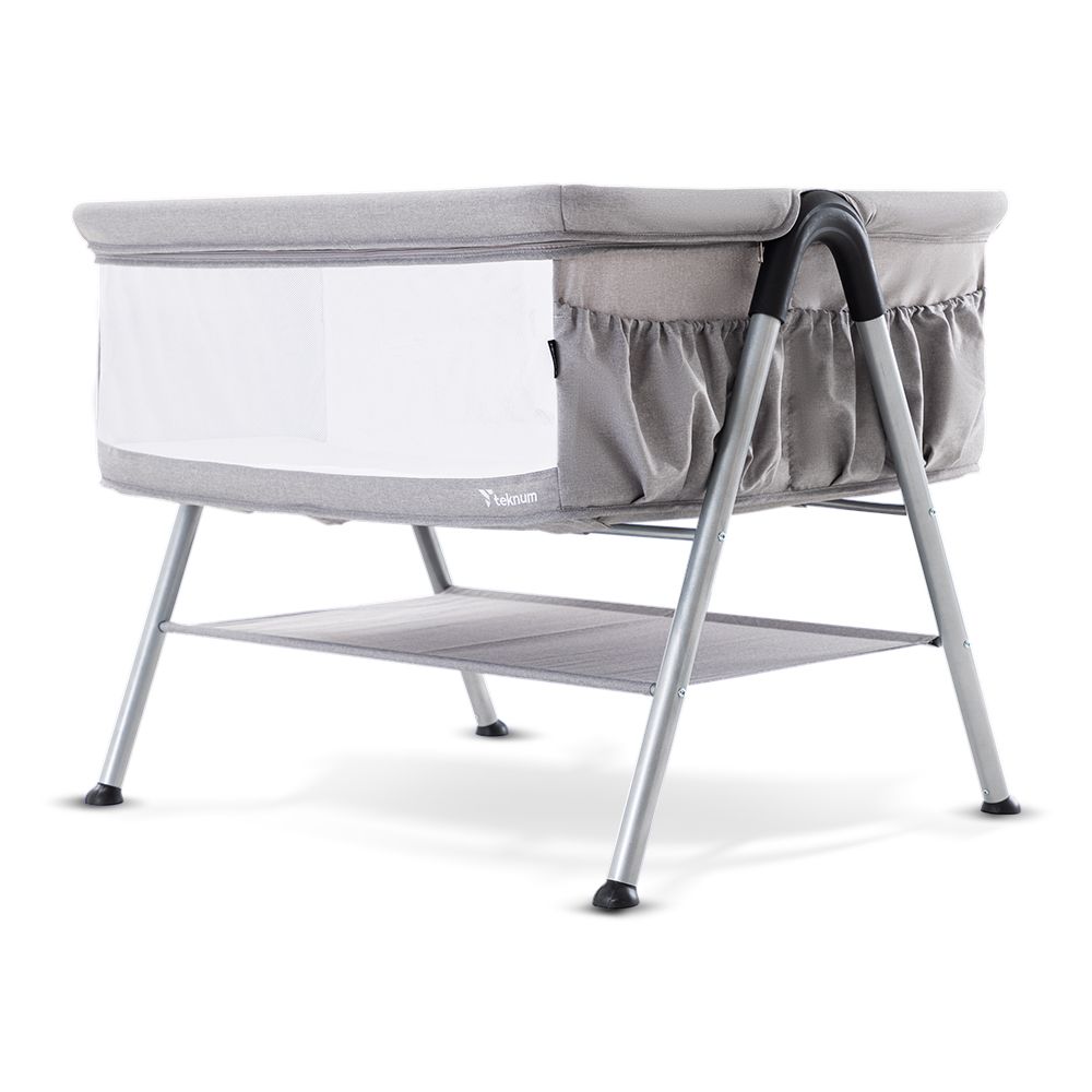 Teknum - Fellow 2 Twin Bedside Crib Bassinet - Grey