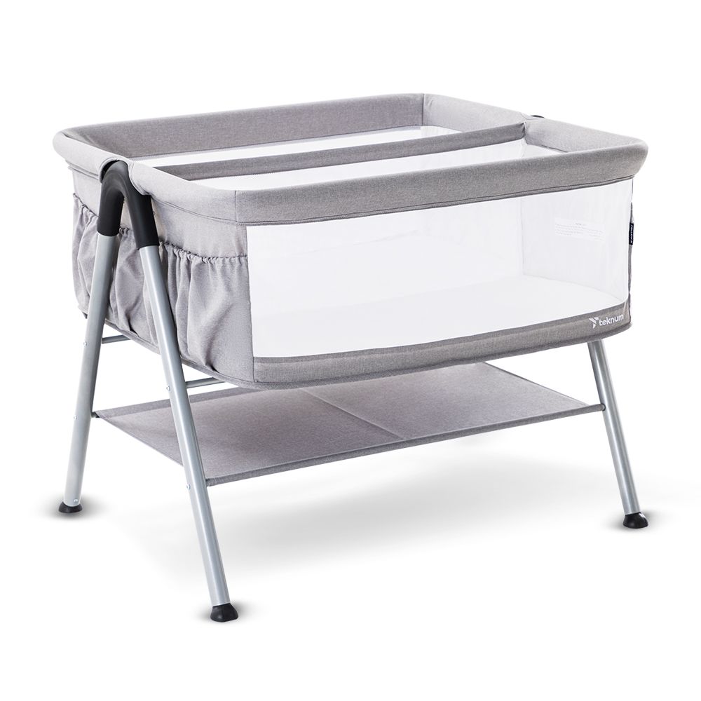 Teknum - Fellow 2 Twin Bedside Crib Bassinet - Grey