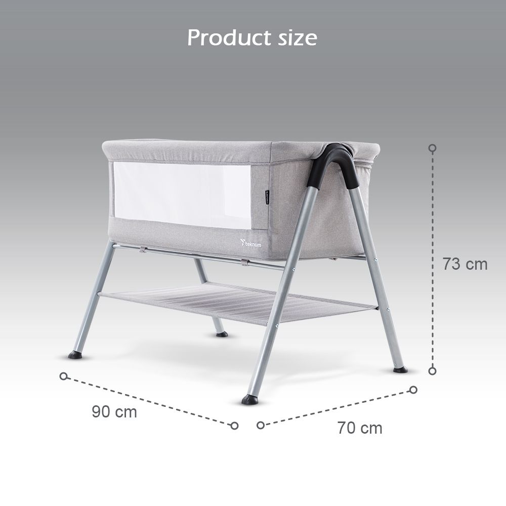 Teknum - Sleepzen 2 Bedside Crib Bassinet - Grey