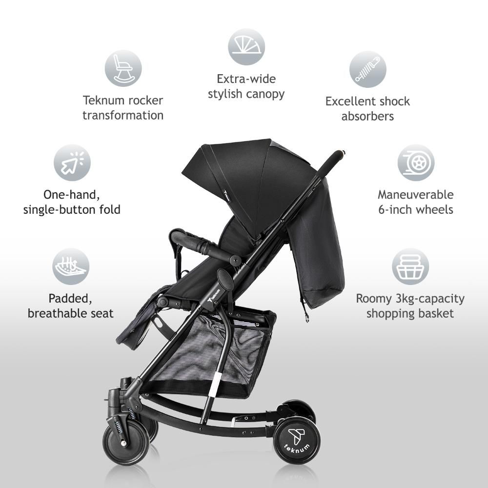 Teknum - 2-in-1 Glide Stroller - Black