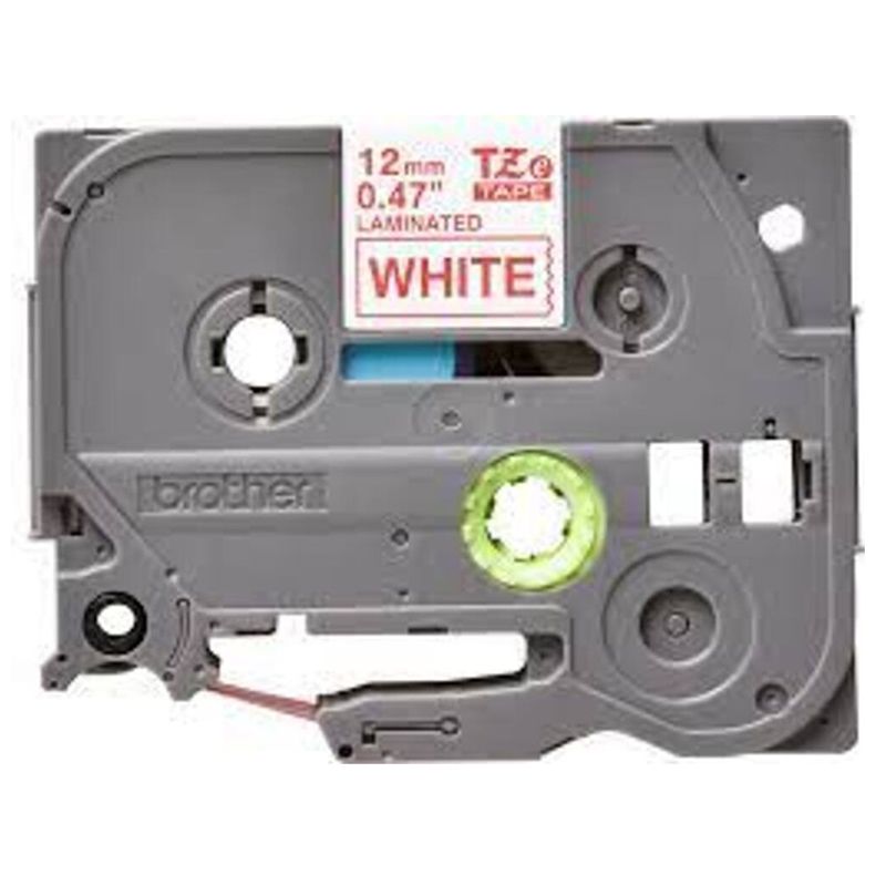 Brother - 12mm Red On White Laminated Label Tape TZE-232