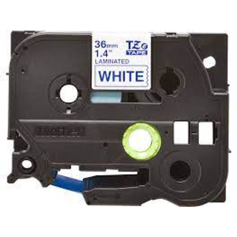 Brother - 36mm Blue On White Laminated Label Tape TZE-263