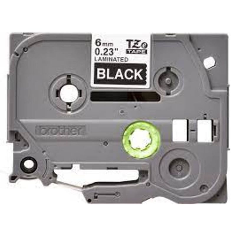 Brother - 6mm White On Black Laminated Label Tape TZE-315