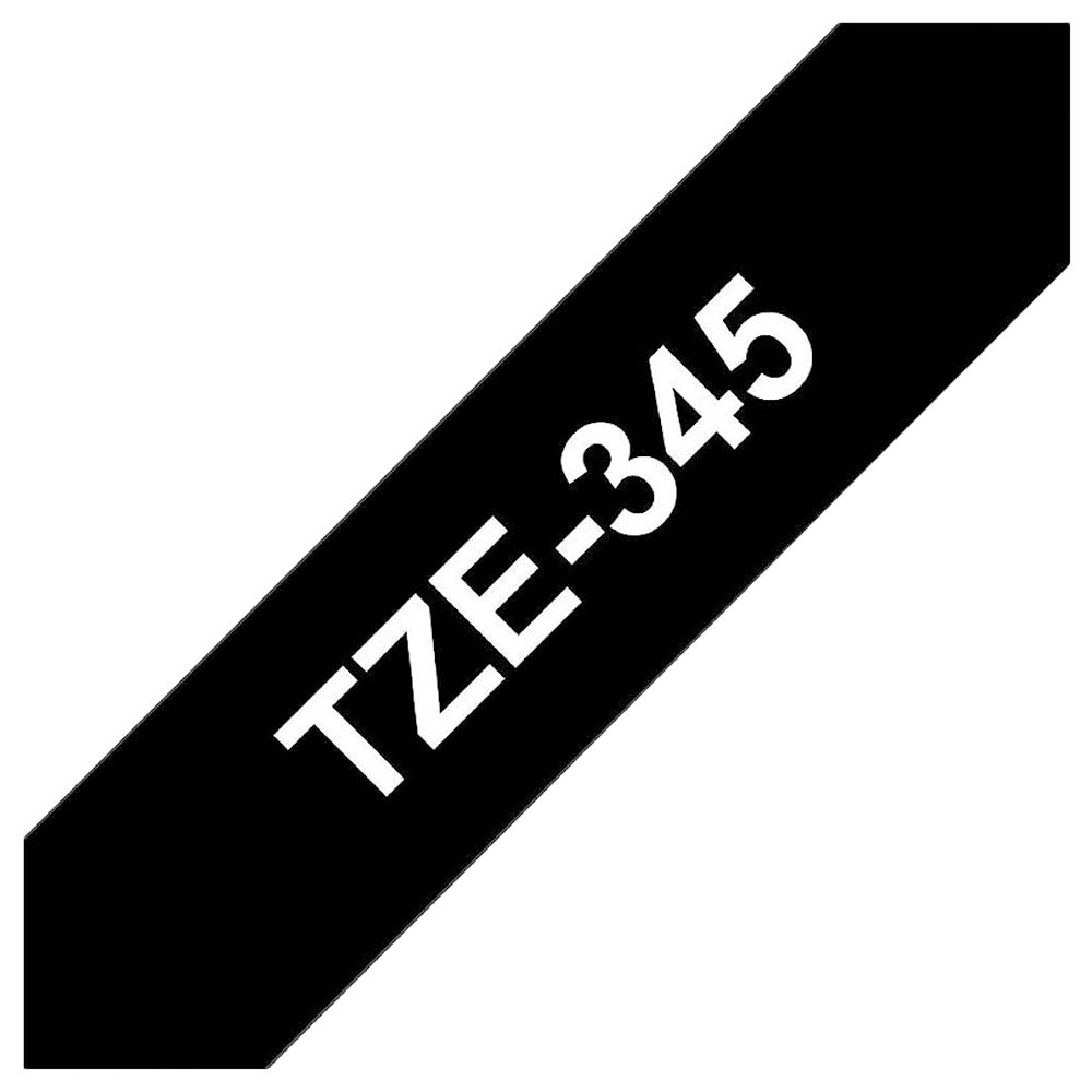 Brother - 18mm White On Black Laminated Label Tape TZE-345