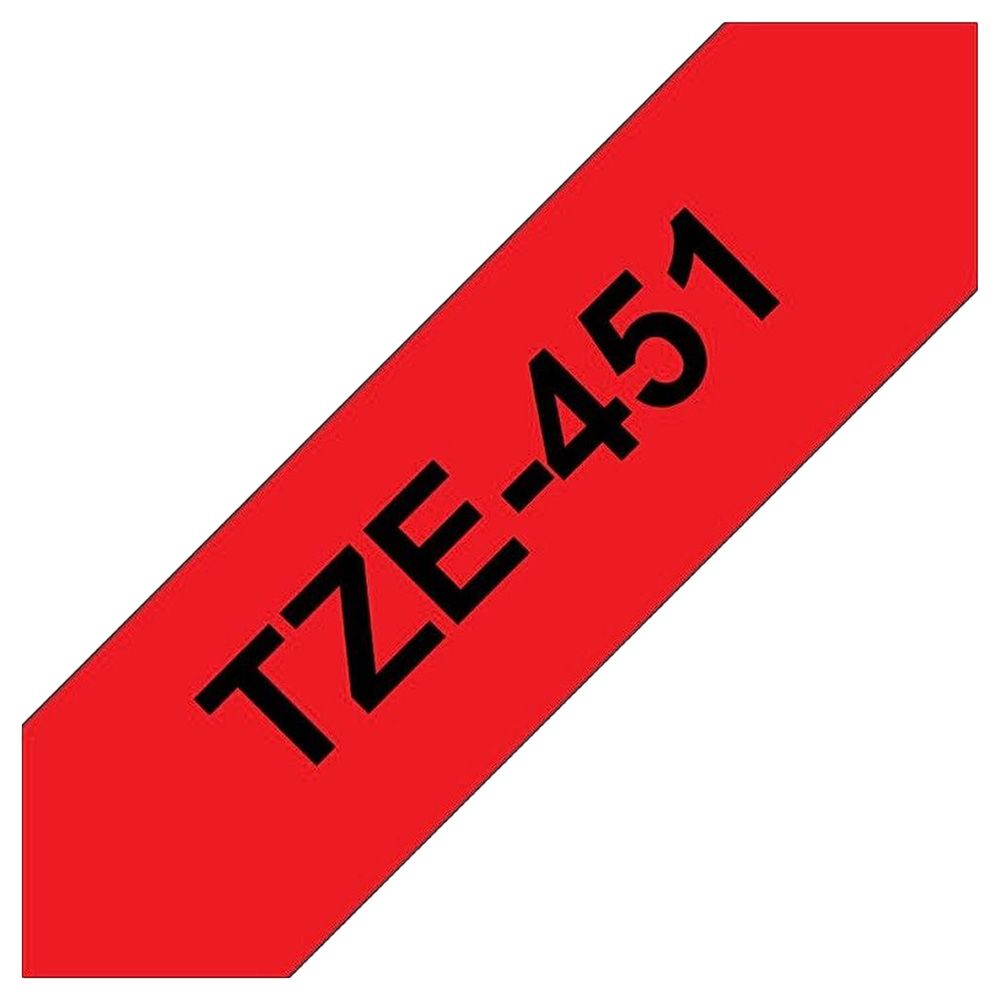 Brother - 24mm Black On Red Laminated Label Tape TZE-451