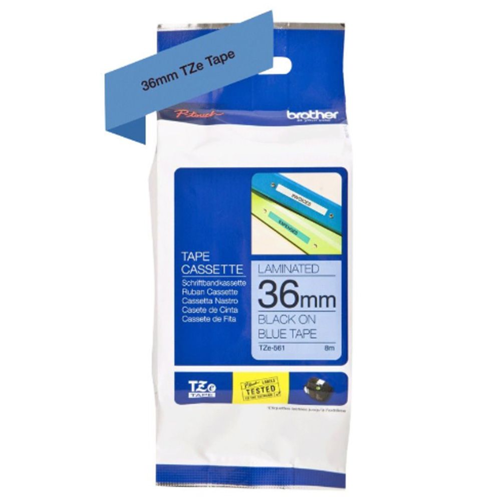 Brother - Black On Blue Laminated Label Tape TZE-561 - 36 mm