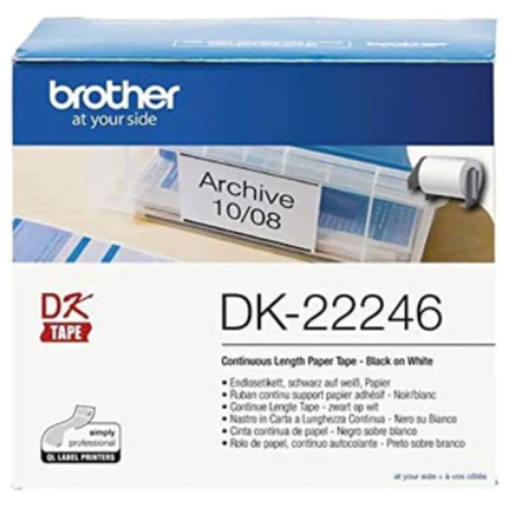 Brother - Continuous Paper Label Roll - Black On White - 103 mm