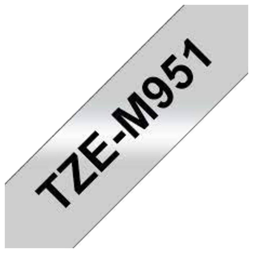 Brother - 24mm Black On Matt Silver Laminated Tape TZE-M951